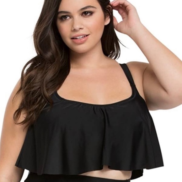 torrid Other - Torrid Black Flowy Flounce Swim Suit Top Bra 2 2X